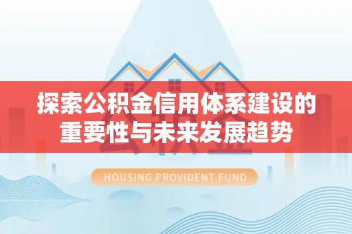 铜鼓探索公积金信用体系建设的重要性与未来发展趋势
