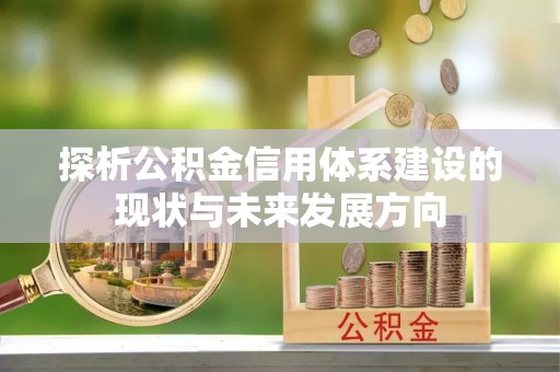 铜鼓探析公积金信用体系建设的现状与未来发展方向